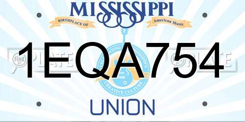 1EQA754 Mississippi License Plate