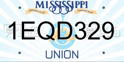 1EQD329 Mississippi License Plate