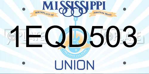 1EQD503 Mississippi License Plate
