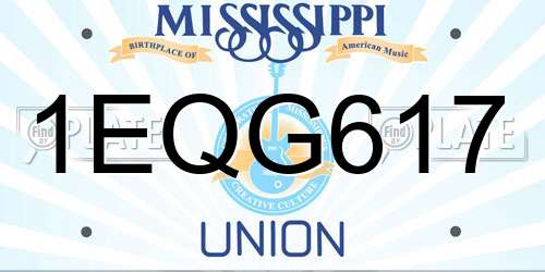 1EQG617 Mississippi License Plate