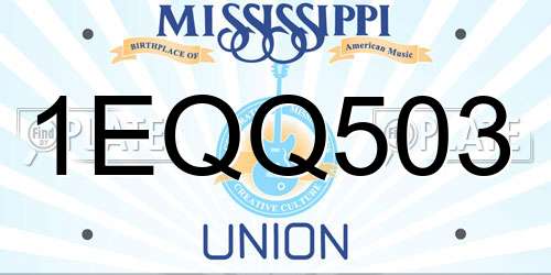 1EQQ503 Mississippi License Plate