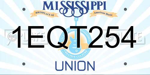 1EQT254 Mississippi License Plate