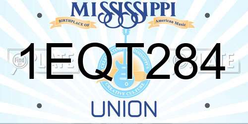 1EQT284 Mississippi License Plate