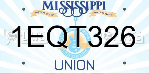 1EQT326 Mississippi License Plate