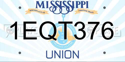 1EQT376 Mississippi License Plate