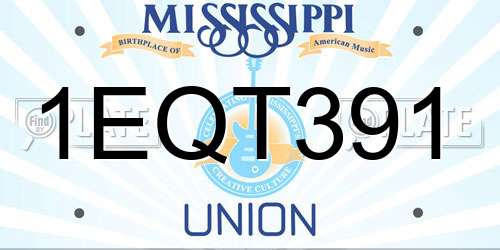 1EQT391 Mississippi License Plate