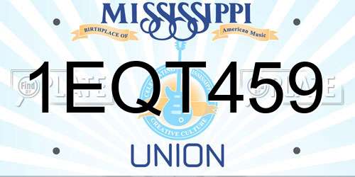 1EQT459 Mississippi License Plate