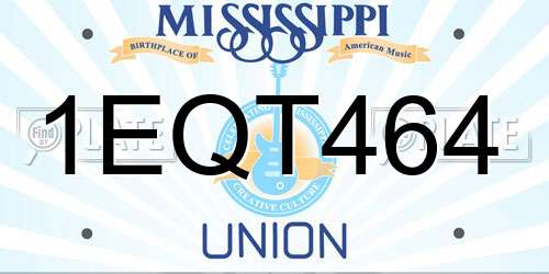1EQT464 Mississippi License Plate