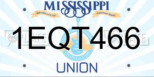1EQT466 Mississippi License Plate