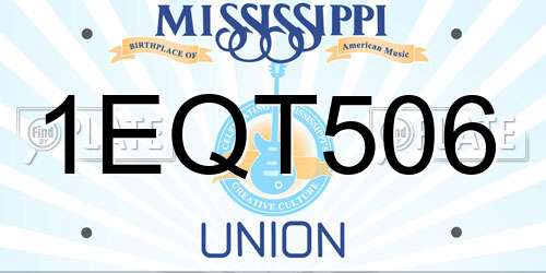 1EQT506 Mississippi License Plate