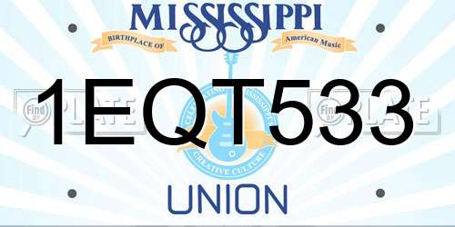 1EQT533 Mississippi License Plate