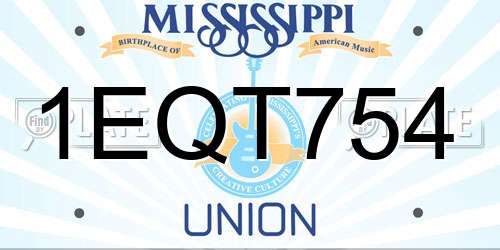 1EQT754 Mississippi License Plate