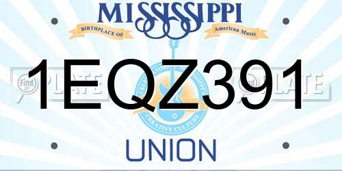 1EQZ391 Mississippi License Plate