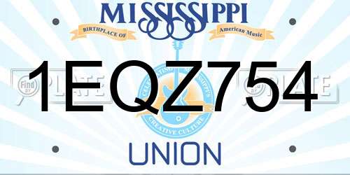 1EQZ754 Mississippi License Plate