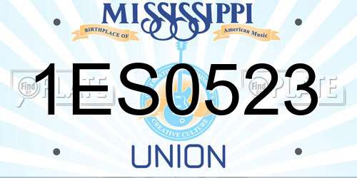 1ES0523 Mississippi License Plate