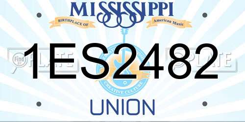 1ES2482 Mississippi License Plate