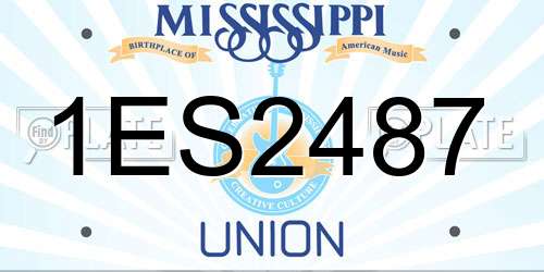 1ES2487 Mississippi License Plate