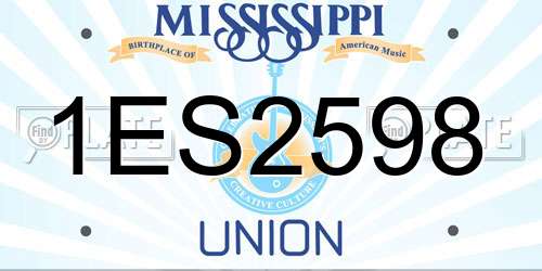 1ES2598 Mississippi License Plate