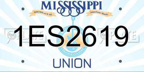 1ES2619 Mississippi License Plate