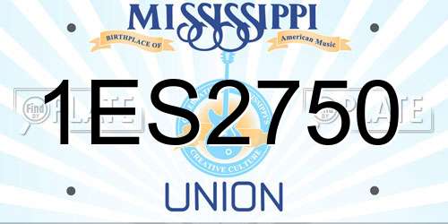 1ES2750 Mississippi License Plate