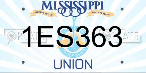 1ES363 Mississippi License Plate