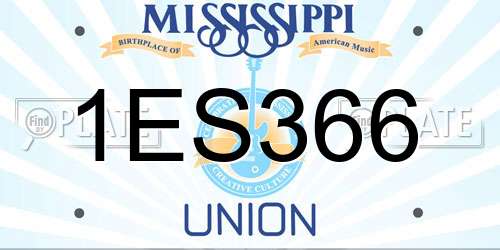 1ES366 Mississippi License Plate