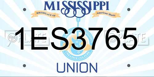 1ES3765 Mississippi License Plate