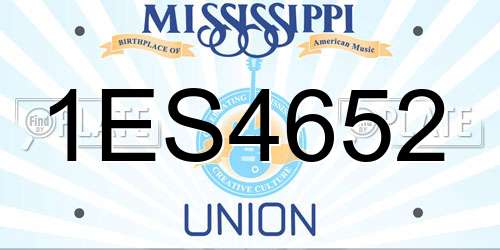 1ES4652 Mississippi License Plate