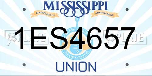 1ES4657 Mississippi License Plate