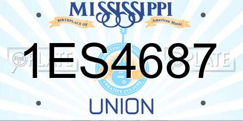 1ES4687 Mississippi License Plate