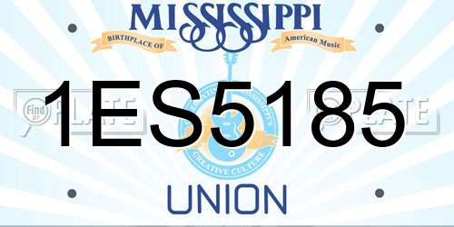 1ES5185 Mississippi License Plate