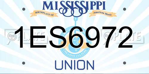 1ES6972 Mississippi License Plate