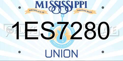 1ES7280 Mississippi License Plate