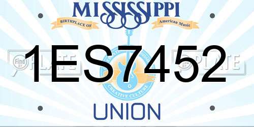 1ES7452 Mississippi License Plate