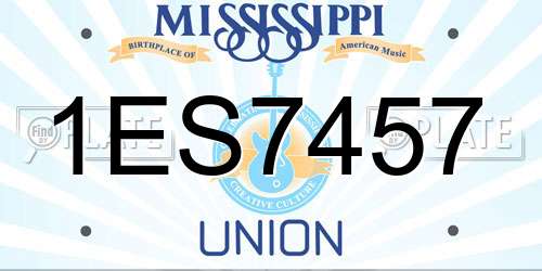 1ES7457 Mississippi License Plate