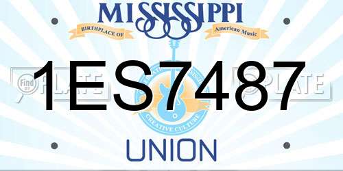 1ES7487 Mississippi License Plate