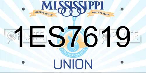 1ES7619 Mississippi License Plate