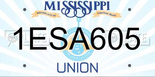 1ESA605 Mississippi License Plate