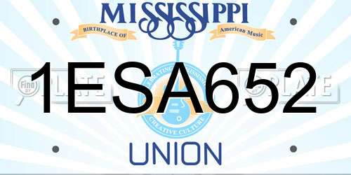 1ESA652 Mississippi License Plate