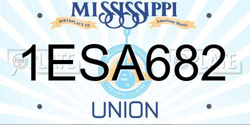 1ESA682 Mississippi License Plate