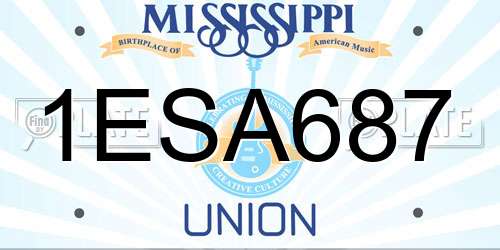 1ESA687 Mississippi License Plate