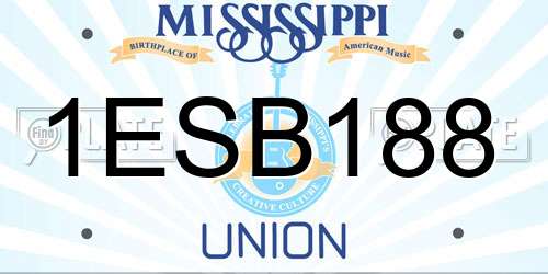 1ESB188 Mississippi License Plate