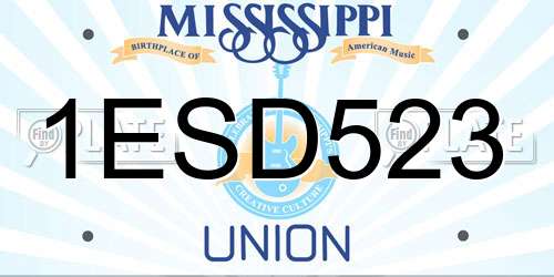 1ESD523 Mississippi License Plate