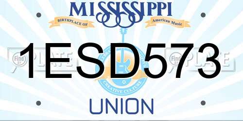 1ESD573 Mississippi License Plate