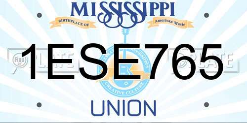 1ESE765 Mississippi License Plate
