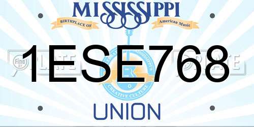 1ESE768 Mississippi License Plate