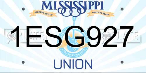 1ESG927 Mississippi License Plate