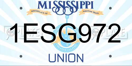 1ESG972 Mississippi License Plate