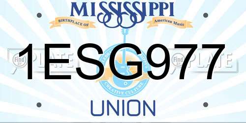 1ESG977 Mississippi License Plate