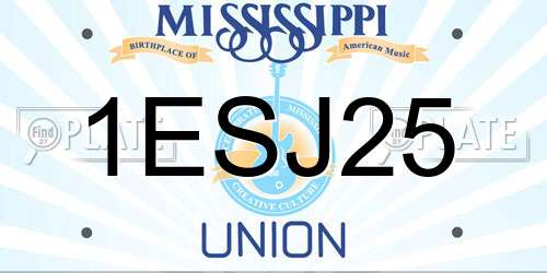1ESJ25 Mississippi License Plate